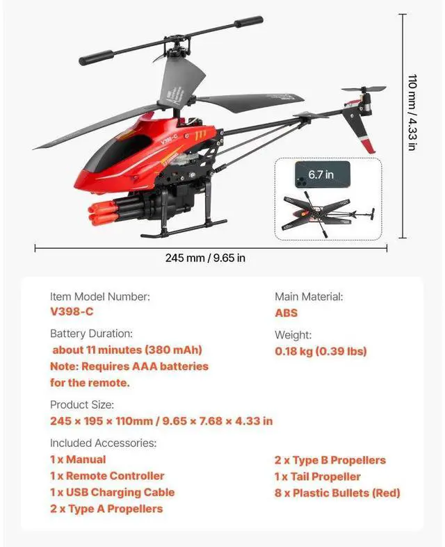 Alt view image 7 of 7 - RC Helicopter 3.5 Channel Remote Control Aircraft Toy Shooting Mode Kids Present