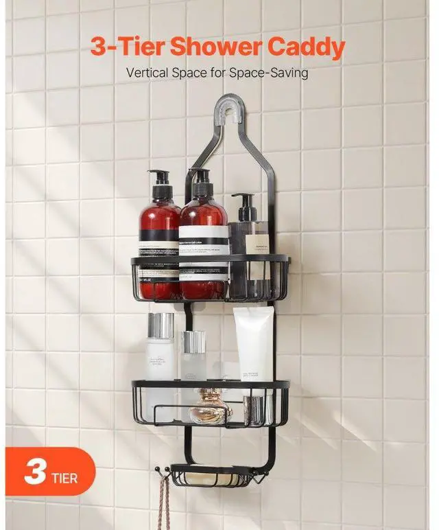 Alt view image 2 of 7 - Shower Caddy 3-Tier Hanging Bathroom Shower Storage Organization Shelves Rack
