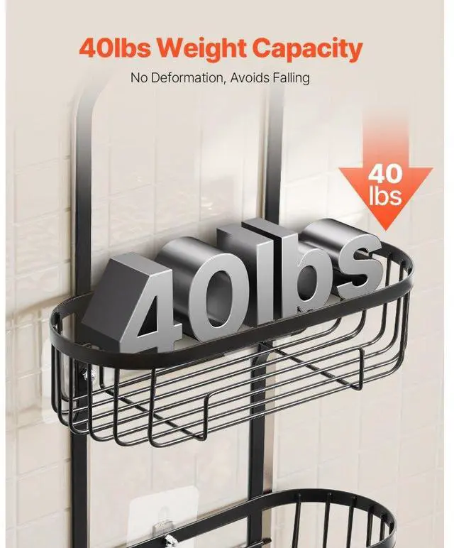 Alt view image 3 of 7 - Shower Caddy 3-Tier Hanging Bathroom Shower Storage Organization Shelves Rack
