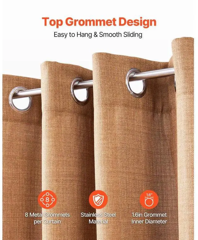 Alt view image 3 of 7 - Natural Linen Curtains 52 x 84 inch 2 Panels Set Grommet Light Filtering Thick