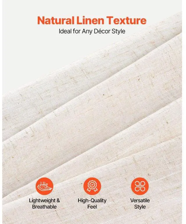 Alt view image 2 of 7 - Natural Linen Curtains 52 x 84 inch 2 Panels Set Semi Sheer Light Filtering