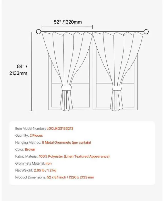 Alt view image 7 of 7 - Natural Linen Curtains 52 x 84 inch 2 Panels Set Grommet Light Filtering Thick
