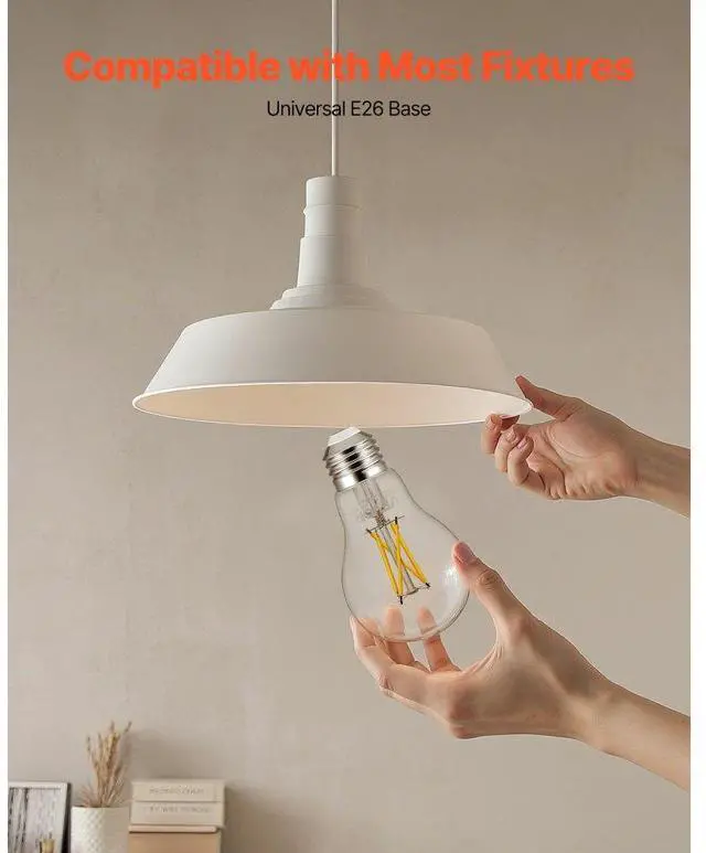 Alt view image 5 of 7 - 6 Pack Edison Bulbs LED A19 4.5W Dimmable 450 Lumens 2700K E26 Antique