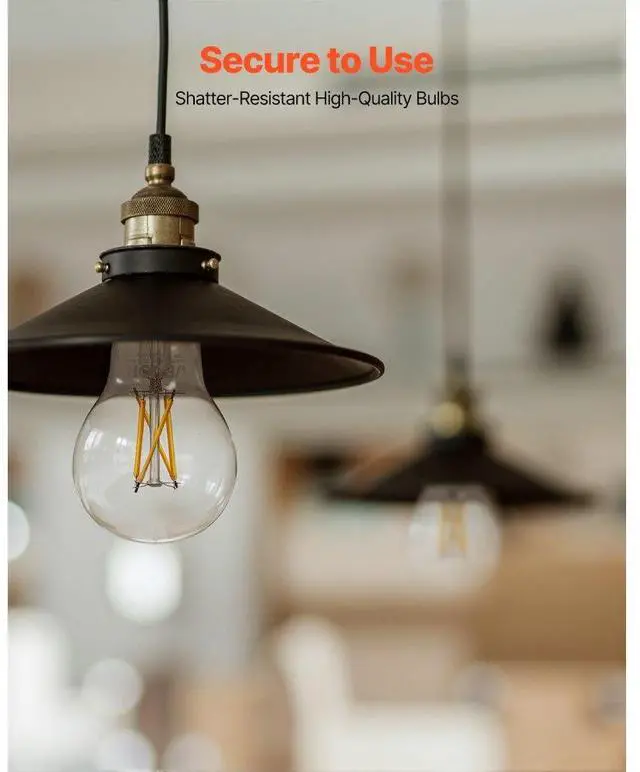 Alt view image 7 of 7 - 6 Pack Edison Bulbs LED A19 4.5W Dimmable 450 Lumens 2700K E26 Antique