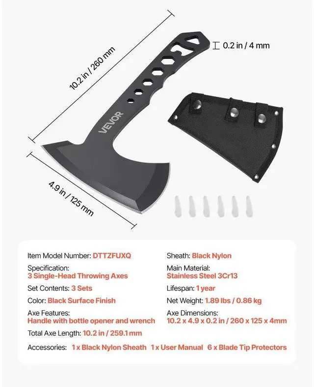 Alt view image 7 of 7 - Throwing Axes and Tomahawks 3 Pack Axe Throwing Hatchet Set Stainless Steel