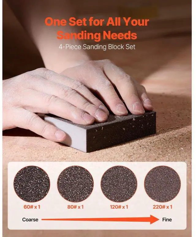 Alt view image 2 of 7 - Sanding Sponge 4Pcs 60/80/120/220 Washable and Reusable Sanding Blocks
