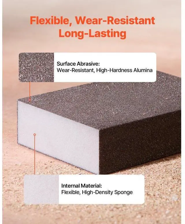 Alt view image 3 of 7 - Sanding Sponge 4Pcs 60/80/120/220 Washable and Reusable Sanding Blocks