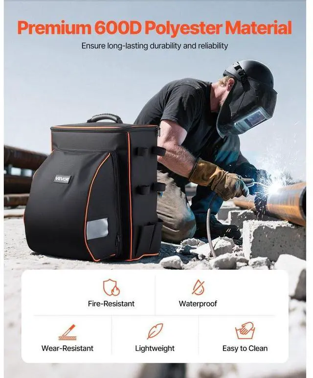 Alt view image 4 of 7 - VEVOR 35.6L Welding Backpack 600D Polyester Welder Backpack for Tools and Helmet