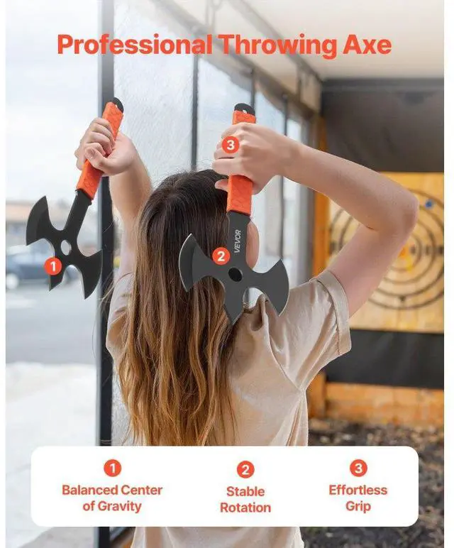 Alt view image 2 of 7 - Throwing Axes and Tomahawks 3Pack 13.4 inch Triple Edge Axe Throwing Hatchet Set