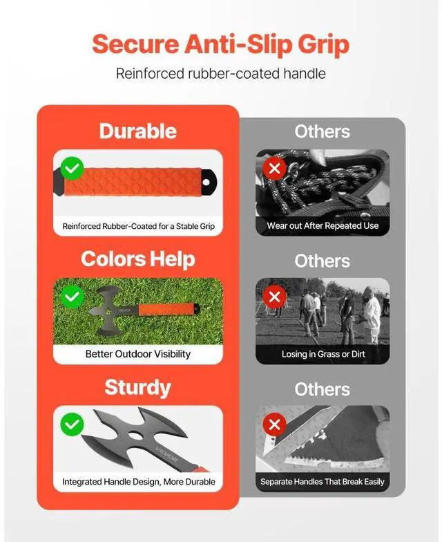 Alt view image 5 of 7 - Throwing Axes and Tomahawks 3Pack 13.4 inch Triple Edge Axe Throwing Hatchet Set