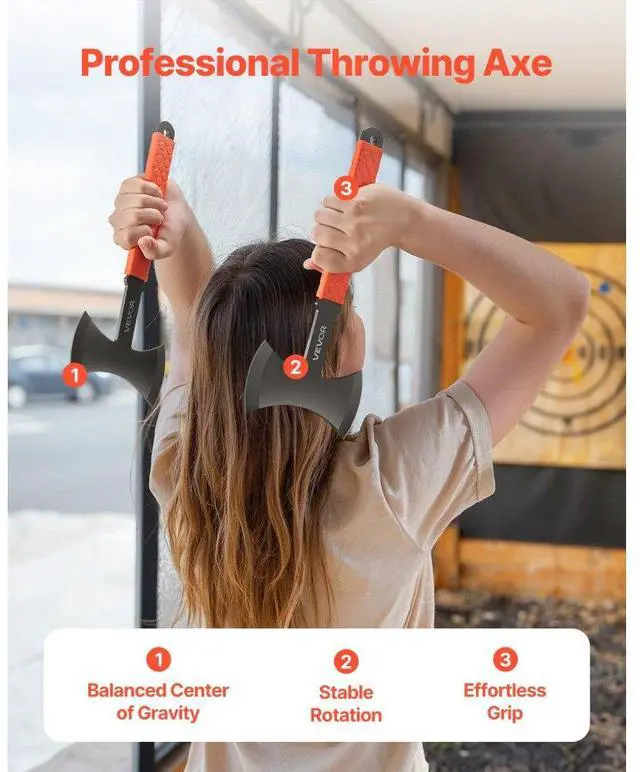 Alt view image 2 of 7 - Throwing Axes and Tomahawks 3 Pack 11.9 inch Double Bit Axe Throwing Hatchet Set