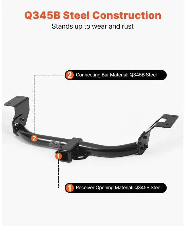 Alt view image 4 of 7 - VEVOR Class 3 Trailer Hitch Tow Hitch with 2" Receiver for 2012-2016 Honda CR-V
