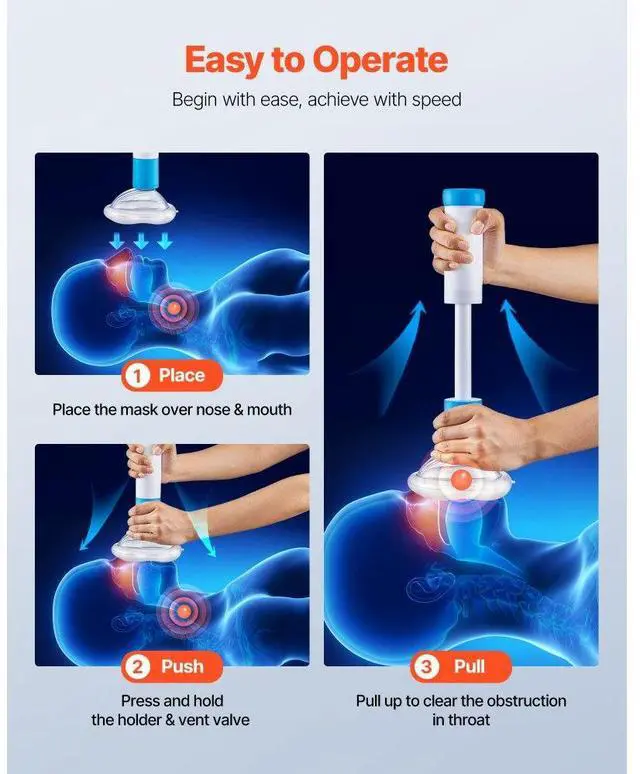 Alt view image 3 of 7 - Choking Rescue Device Portable Airway Clear Anti Choking Suction Device 4 Masks
