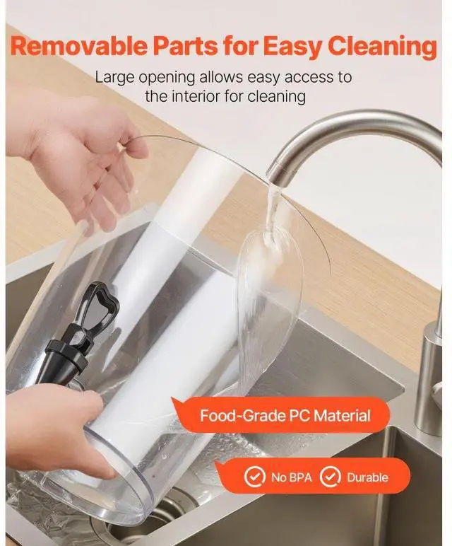 Alt view image 6 of 7 - Drink Dispenser 2.1 Gal Beverage Dispenser for Parties with Spigot Ice Chamber