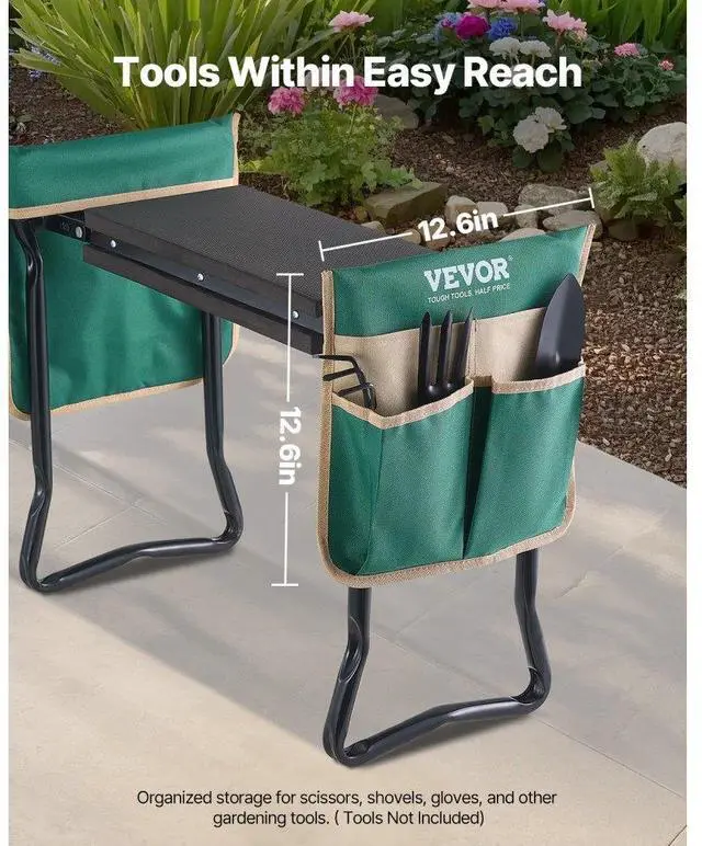 Alt view image 5 of 7 - Garden Kneeler and Seat 8" EVA Pad Folding Garden Stool Heavy Duty Garden Bench