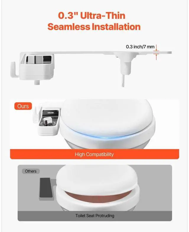 Alt view image 3 of 7 - Bidet Attachment for Toilet Hot and Cold Dual Nozzles Adjustable Pressure