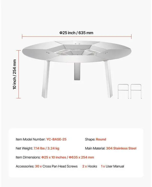 Alt view image 7 of 14 - Fire Pit Heat Deflector for Solo Stove Yukon 25 in Bonfire Stainless Steel