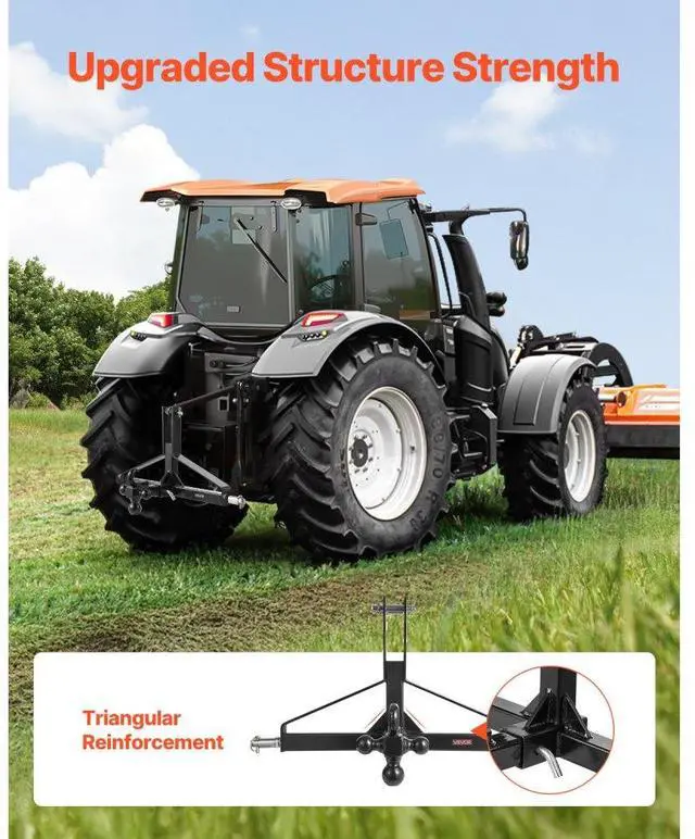 Alt view image 5 of 7 - 3 Point 2 in Trailer Hitch Receiver Tractor Drawbar Adapter Heavy Duty Steel