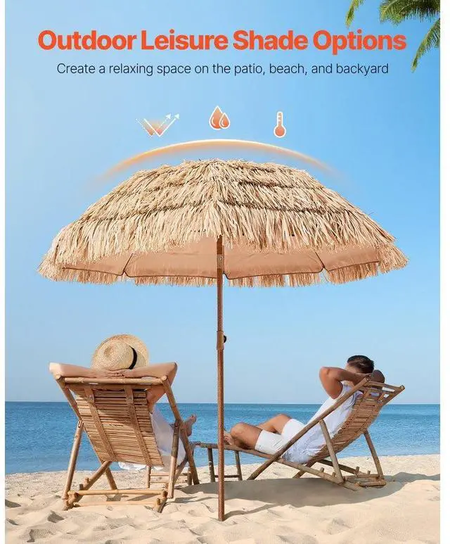Alt view image 2 of 7 - Tiki Umbrella Thatched Patio Umbrella 6 ft Poolside Patio Beach Umbrella