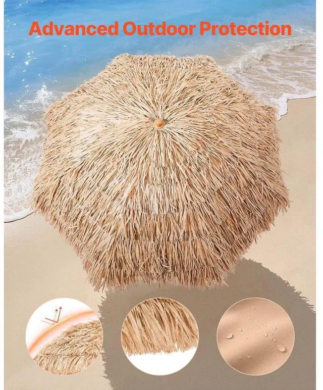Alt view image 5 of 7 - Tiki Umbrella Thatched Patio Umbrella 6 ft Poolside Patio Beach Umbrella