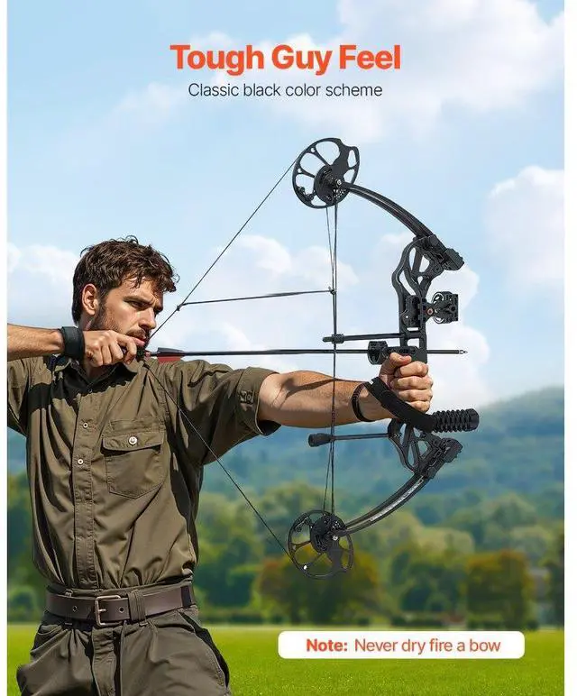 Alt view image 2 of 14 - Compound Bow Archery Right Hand Arrow Set 70 Lbs 320 fps Hunting Shooting Target