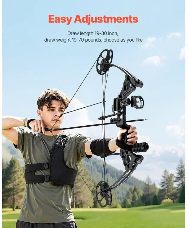 Alt view image 4 of 14 - Compound Bow Archery Right Hand Arrow Set 70 Lbs 320 fps Hunting Shooting Target