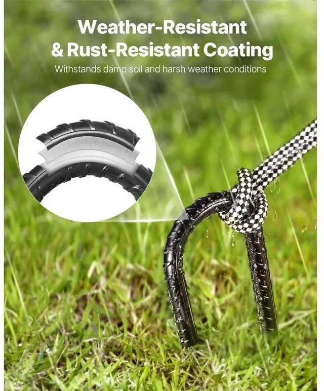 Alt view image 4 of 7 - 12-Inch 16 Pack Rebar Stakes Heavy Duty J Hook Galvanized Steel Ground Anchors