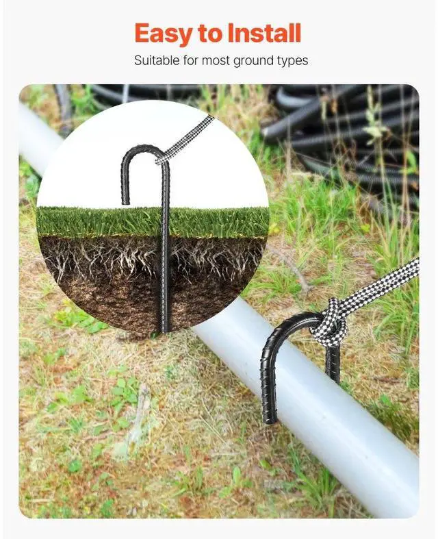 Alt view image 5 of 7 - 12-Inch 16 Pack Rebar Stakes Heavy Duty J Hook Galvanized Steel Ground Anchors