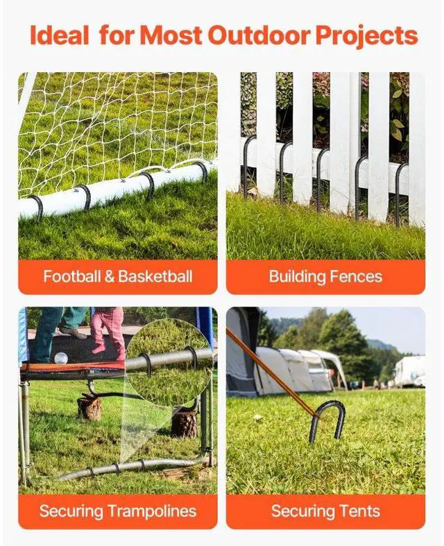 Alt view image 6 of 7 - 12-Inch 16 Pack Rebar Stakes Heavy Duty J Hook Galvanized Steel Ground Anchors