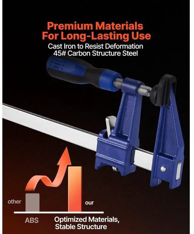 Alt view image 2 of 7 - Bar Clamps for Woodworking 2-Pack 36 inch Opening Lockable F Clamp Cast Iron