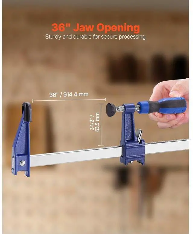 Alt view image 3 of 7 - Bar Clamps for Woodworking 2-Pack 36 inch Opening Lockable F Clamp Cast Iron
