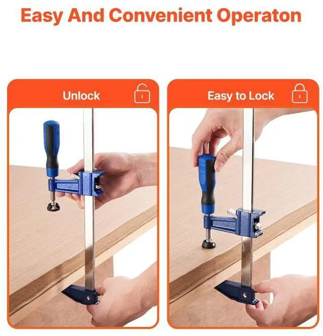 Alt view image 5 of 7 - Bar Clamps for Woodworking 2-Pack 36 inch Opening Lockable F Clamp Cast Iron