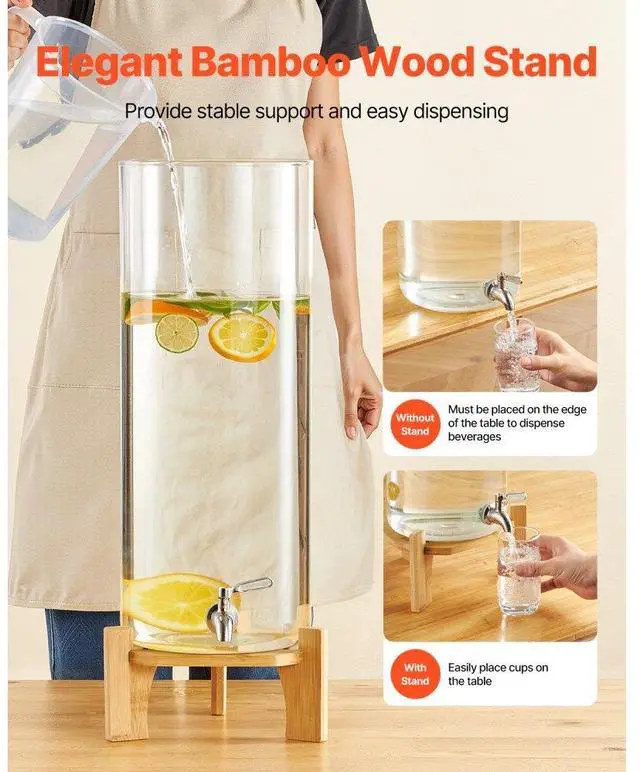 Alt view image 5 of 7 - Drink Dispenser 3.5 Gal Beverage Dispenser for Parties Glass with Stand