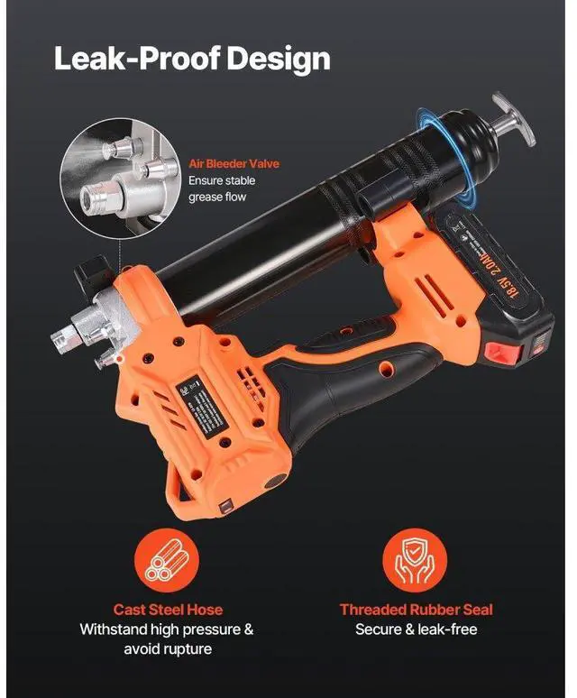 Alt view image 4 of 7 - VEVOR Cordless Grease Gun 20V Grease Gun Kit with 2.0 Ah Battery 35.4-inch Hose