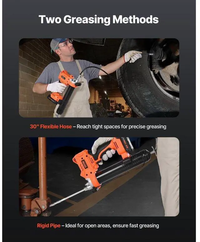 Alt view image 5 of 7 - VEVOR Cordless Grease Gun 20V Grease Gun Kit with 2.0 Ah Battery 35.4-inch Hose