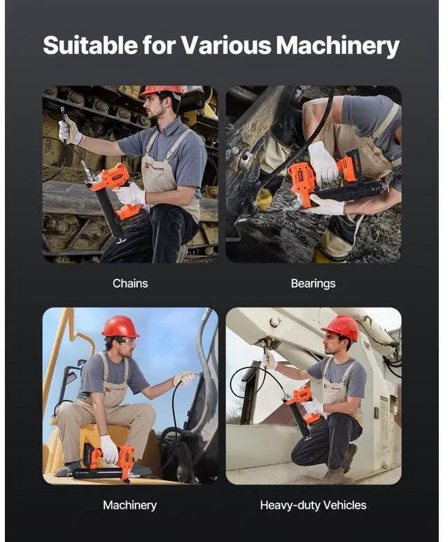 Alt view image 6 of 7 - VEVOR Cordless Grease Gun 20V Grease Gun Kit with 2.0 Ah Battery 35.4-inch Hose