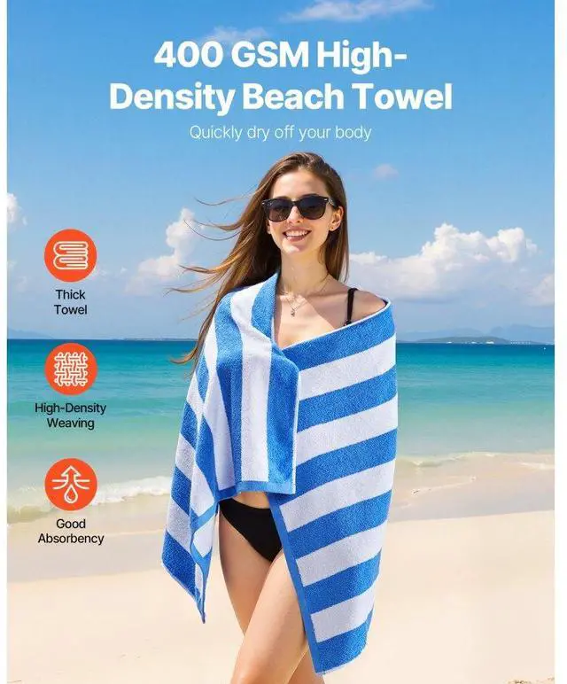 Alt view image 2 of 14 - Beach Towel 4 Pack Large Pool Towel 30 x 60 in 100% Cotton Swimming Towel