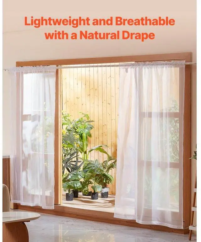 Alt view image 3 of 7 - Sheer Curtains 52 W x 84 L inches 2 Panels Window Drapes Rod Pocket Polyester