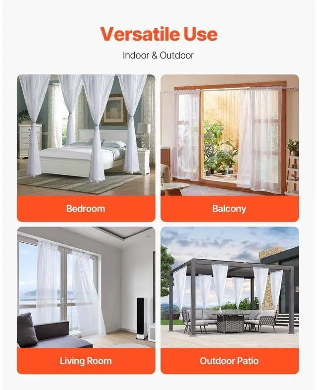 Alt view image 6 of 7 - Sheer Curtains 52 W x 84 L inches 2 Panels Window Drapes Rod Pocket Polyester