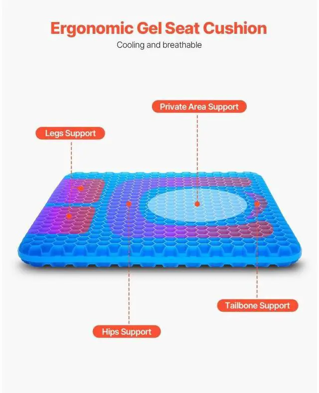Alt view image 2 of 7 - VEVOR Seat Cushion Cooling Gel Seat Chair Cushion for Hips Back Pressure Relief