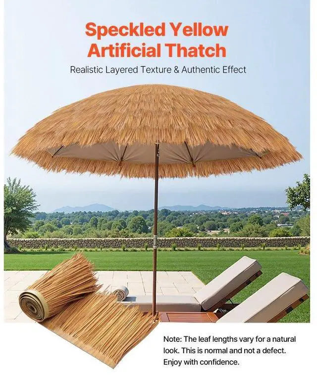 Alt view image 2 of 7 - 1.3x3.2 ft Artificial Thatch Roofing Mexican Style Tiki Hut Grass Skirt Roof
