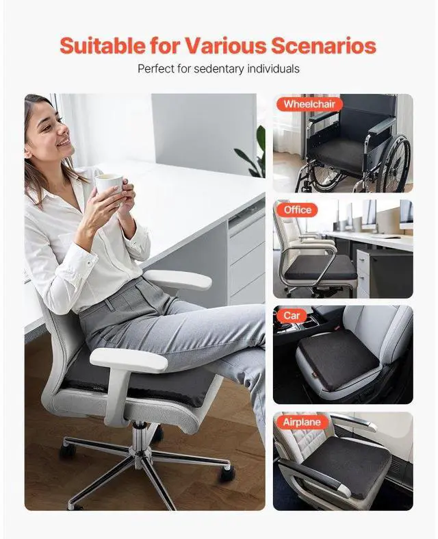 Alt view image 6 of 7 - VEVOR Seat Cushion Cooling Gel Seat Chair Cushion for Hips Back Pressure Relief