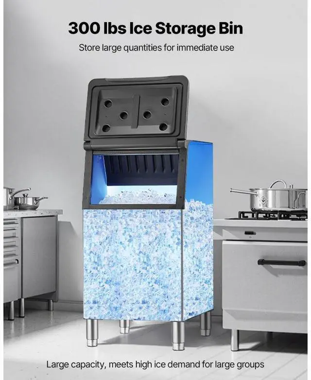 Alt view image 2 of 7 - Commercial Ice Maker Storage Bin 300lbs Capacity Business Ice Storage Bin,Stainless Steel Ice Storage Bin with Single-Stage Filter and Adjustable Anti-Slip Rubber Feet, Suitable for Restaurant and Ho