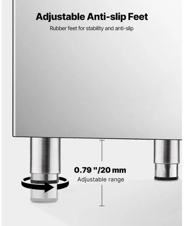 Alt view image 3 of 7 - Commercial Ice Maker Storage Bin 300lbs Capacity Business Ice Storage Bin,Stainless Steel Ice Storage Bin with Single-Stage Filter and Adjustable Anti-Slip Rubber Feet, Suitable for Restaurant and Ho