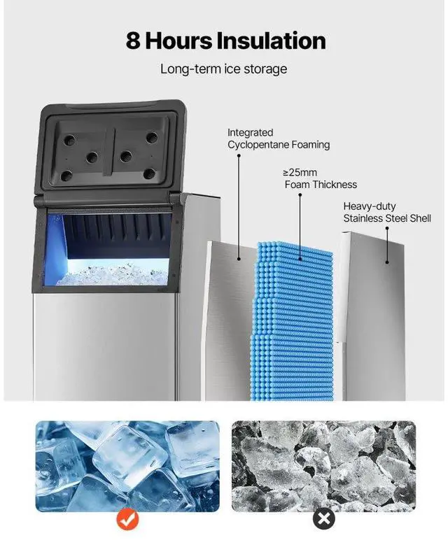 Alt view image 4 of 7 - Commercial Ice Maker Storage Bin 300lbs Capacity Business Ice Storage Bin,Stainless Steel Ice Storage Bin with Single-Stage Filter and Adjustable Anti-Slip Rubber Feet, Suitable for Restaurant and Ho