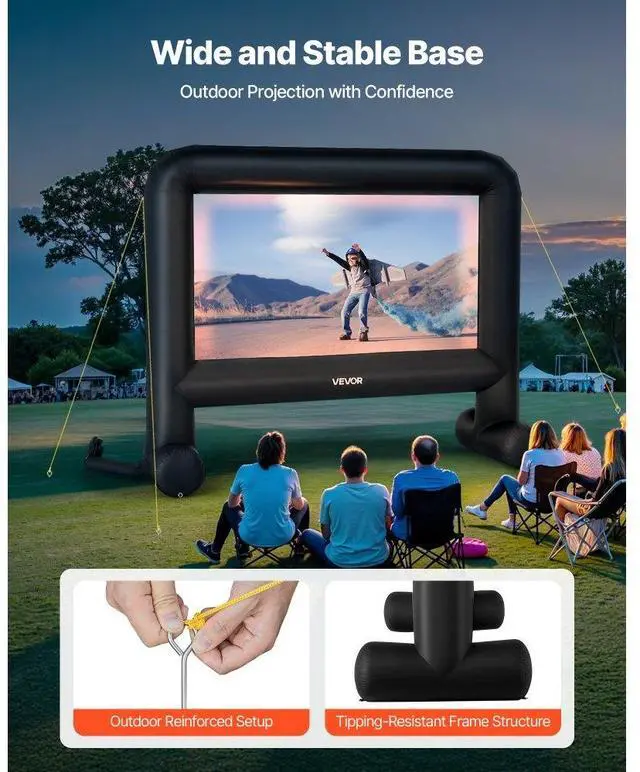 Alt view image 5 of 7 - VEVOR 16FT Inflatable Movie Screen, Inflatable Projector Screen with Portable Storage Bag, 16:9 Easy Set Up Movie Projection for Outdoor Backyard, Home Theater, Theme Party