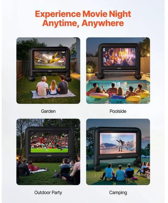Alt view image 6 of 7 - VEVOR 16FT Inflatable Movie Screen, Inflatable Projector Screen with Portable Storage Bag, 16:9 Easy Set Up Movie Projection for Outdoor Backyard, Home Theater, Theme Party