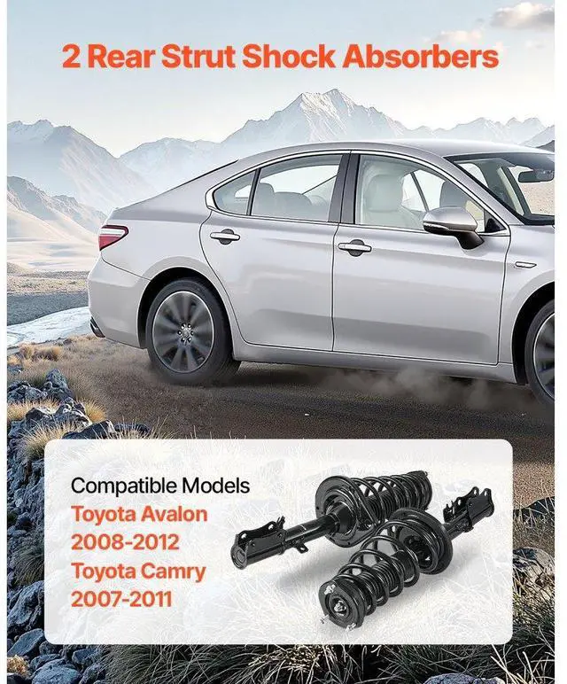 Alt view image 2 of 7 - Rear Shock Absorber Strut Assembly 2Pcs Fit 2007-2011 Toyota Camry