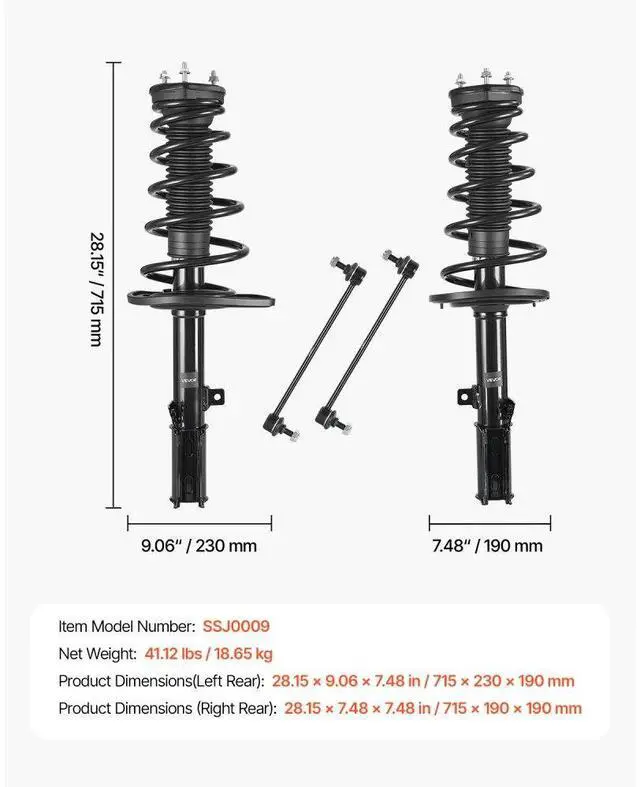 Alt view image 7 of 7 - Rear Shock Absorber Strut Assembly 2Pcs Fit 2007-2011 Toyota Camry