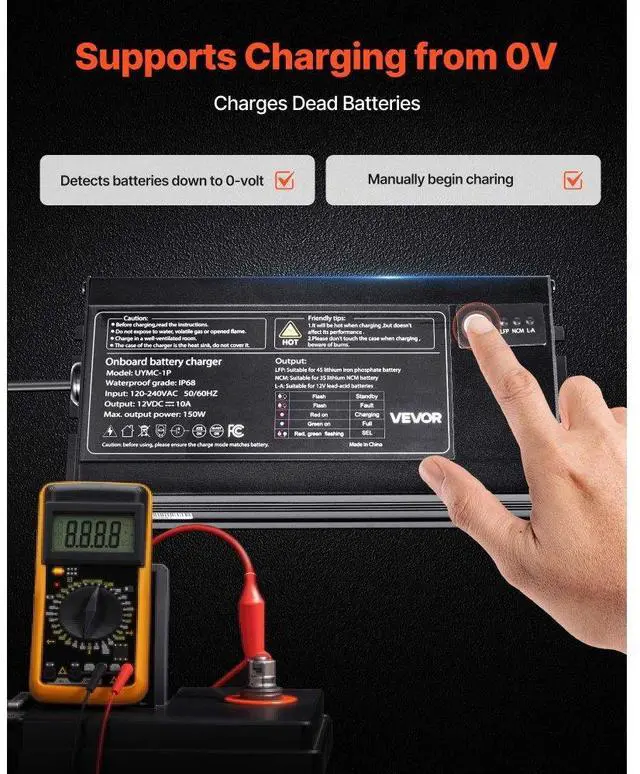 Alt view image 4 of 7 - 1-Bank 10A 12V Smart Marine Battery Charger Onboard IP68 Waterproof Boat RV